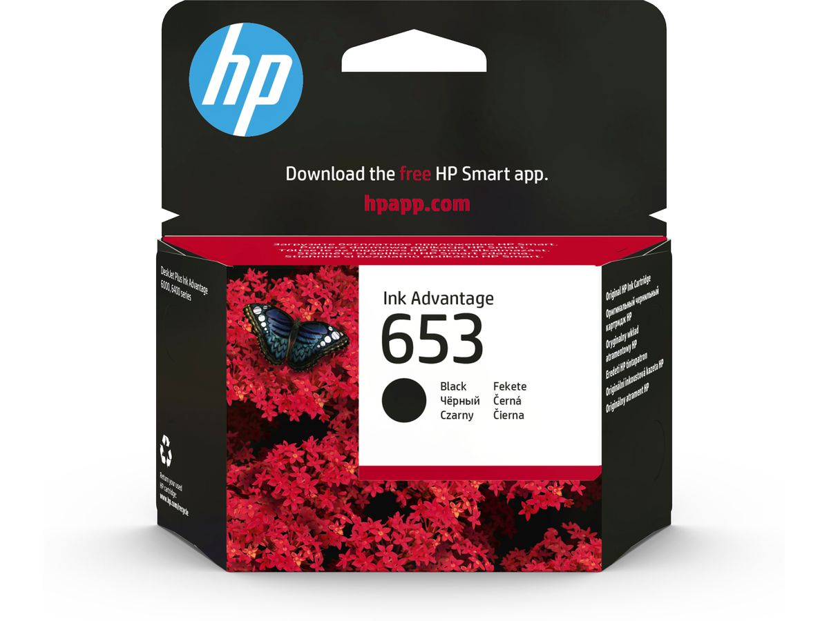 HP 653 Black Original Ink Advantage Cartridge