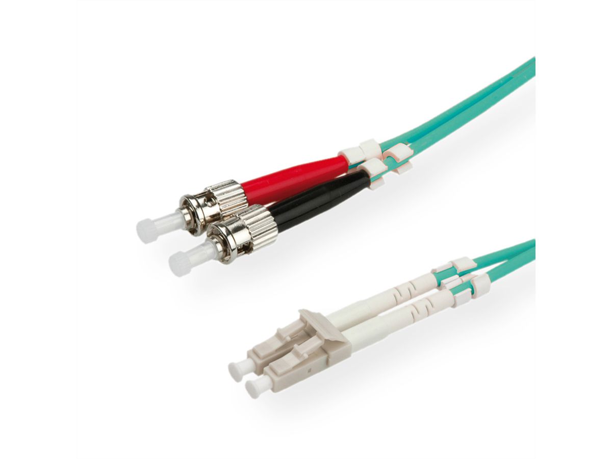 VALUE F.O. kabel 50/125µm OM3, LC/ST, turkoois, 0,5 m