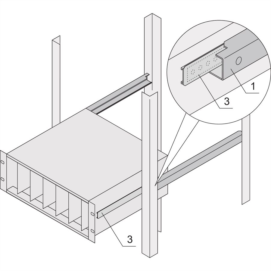 SCHROFF C-profiel adapter voor subracks gemonteerd in kasten, 175 mm