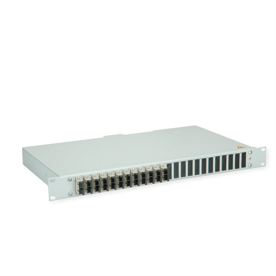 TELEGÄRTNER BASIS eco LWL-Panel mit Kupplungen & Pigtails, 12x SC Duplex, beige, OM2, Grade C