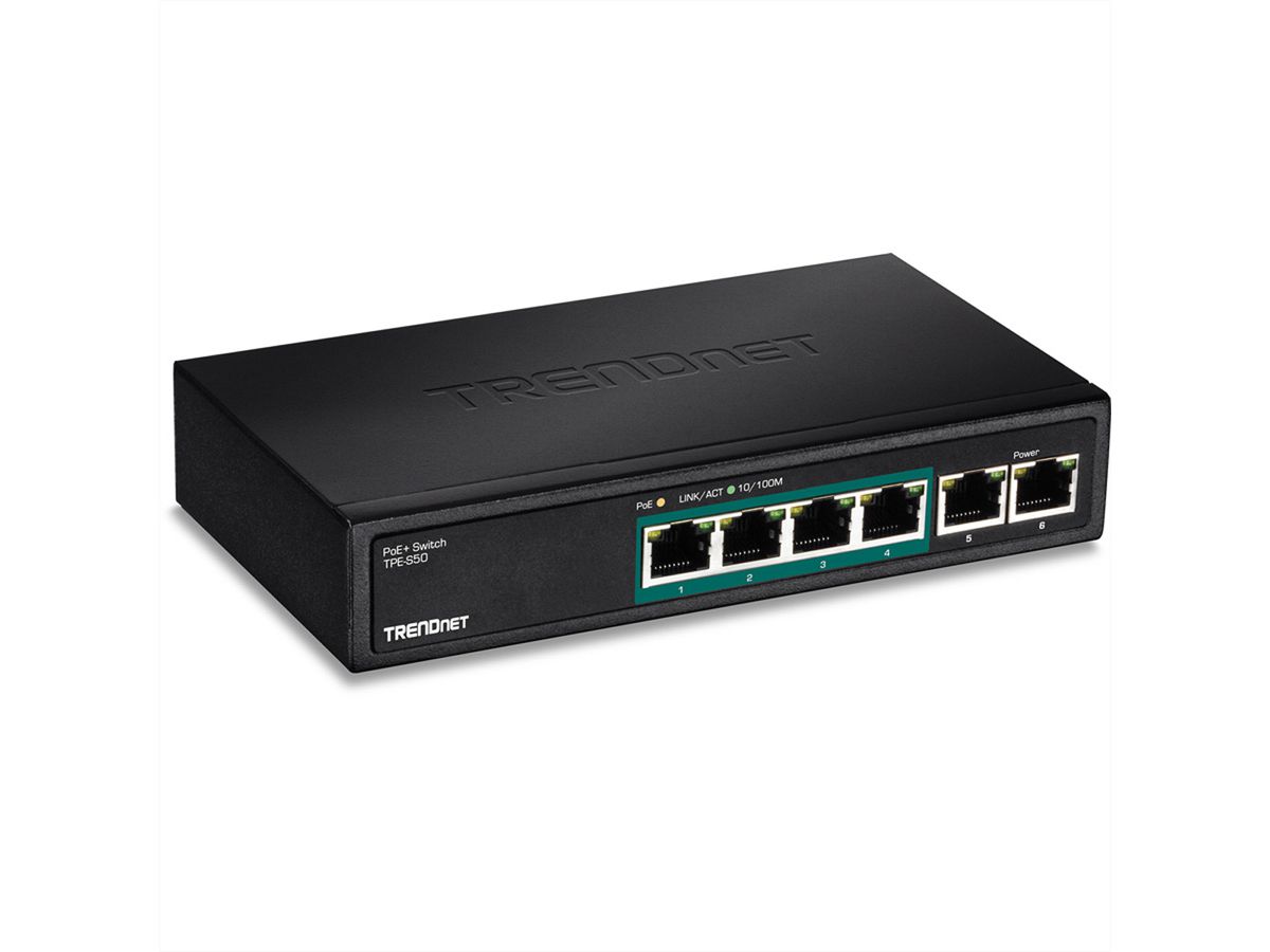 TRENDnet TPE-S50 6-poorts PoE-switch 10/100Mbps 60W