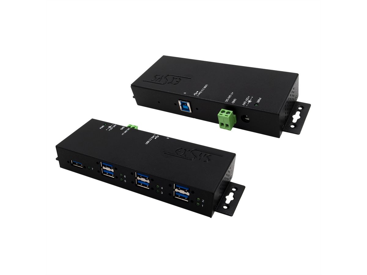 EXSYS EX-1517HMVS 7 Port Managed USB 3.2 Gen1 Metall HUB mit 15KV EDS Überspannungs-Schutz