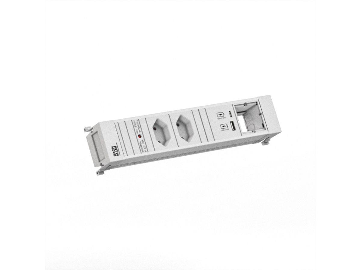 BACHMANN POWER FRAME 2xCH 0° 1xCM 1xUSB A/C 22W 0,2m GST18,white