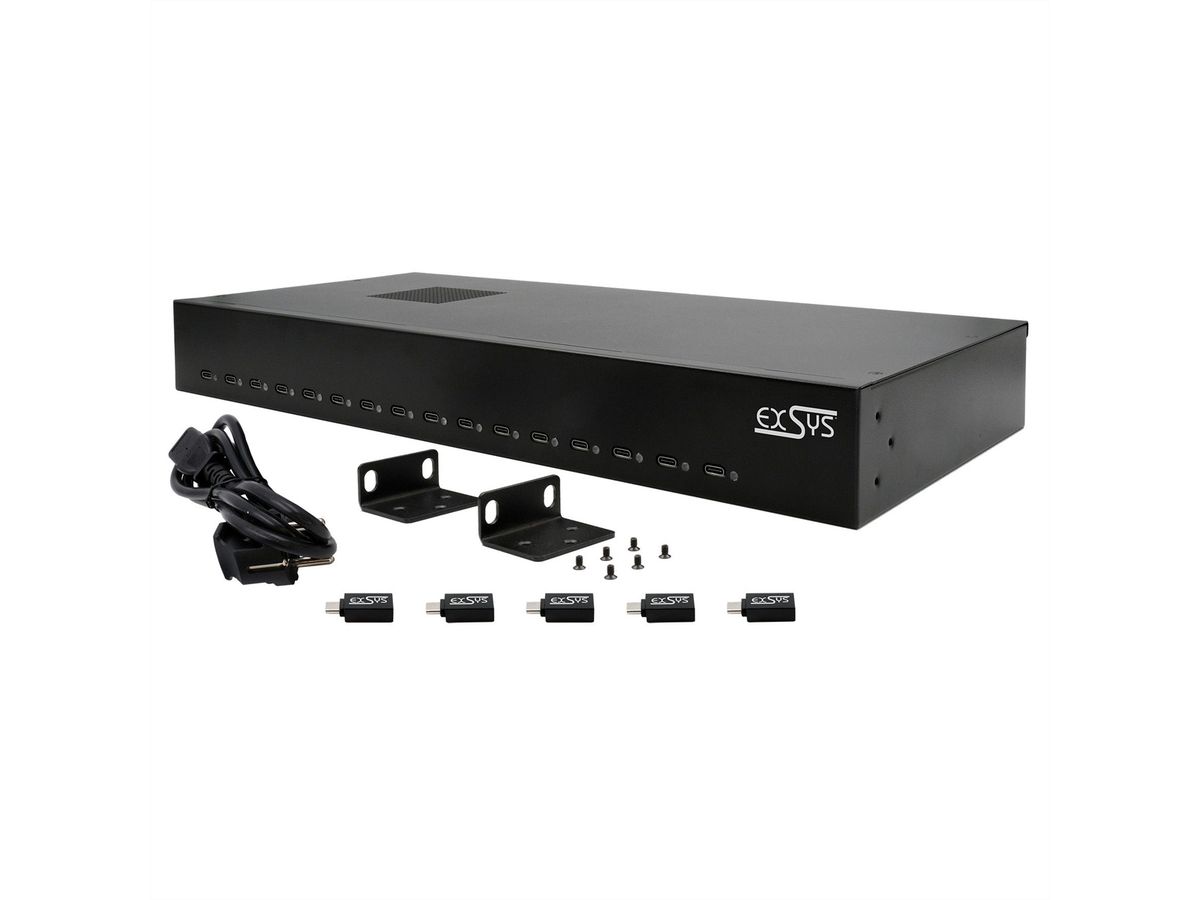 EX-11016 16 Port USB-C Highpower Ladestation 480W