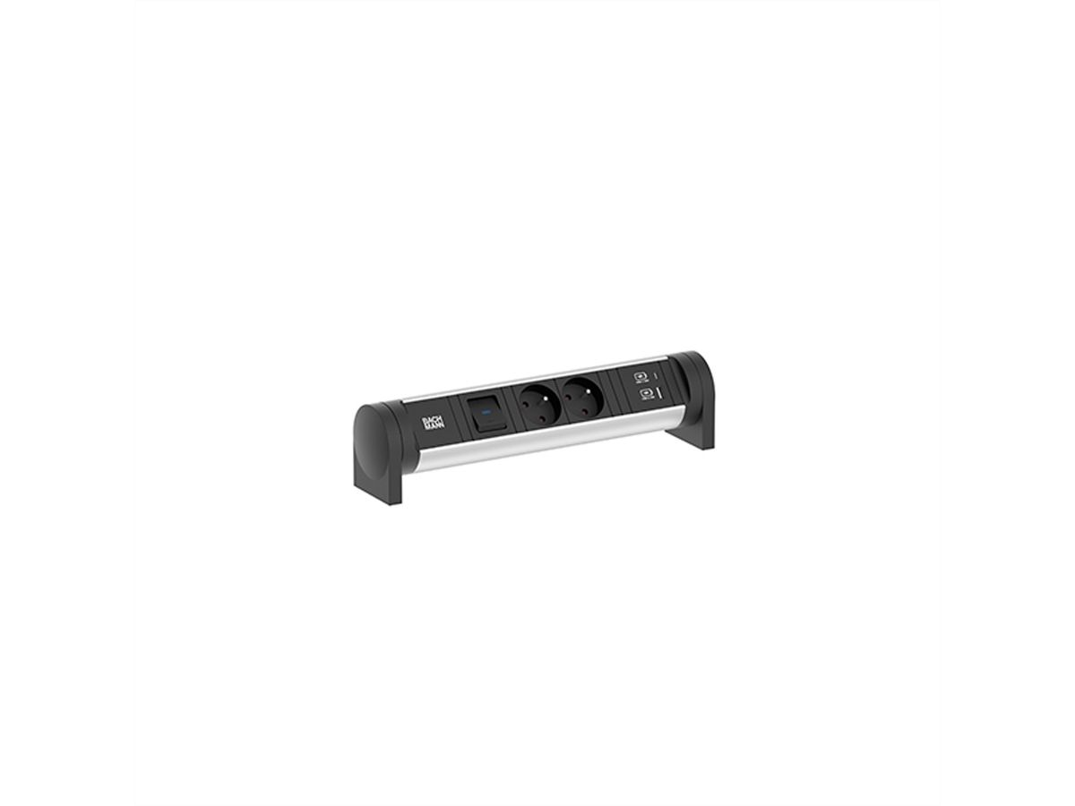 BACHMANN CYCLE Bureau 2xUTE 1xschakelaar 1xUSB A/C 22W 0,2m GST18