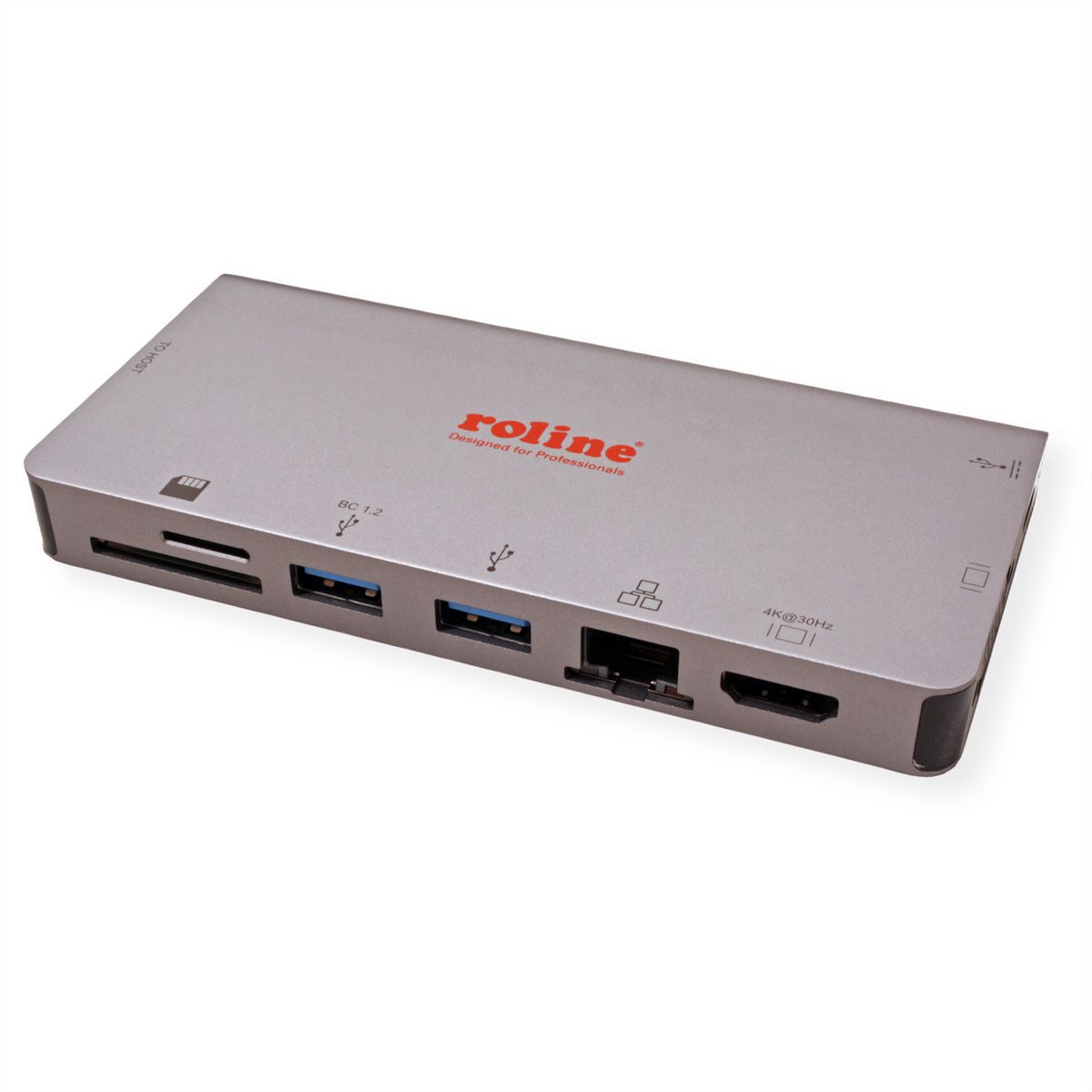 ROLINE USB Type C docking station, HDMI 4K, VGA, 2x USB 3.2 Gen 1, LAN, PD, kaartlezer