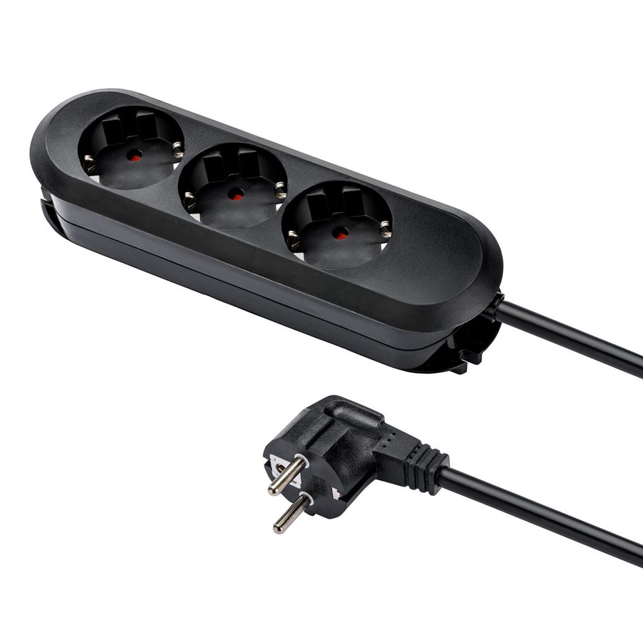BACHMANN SMART stekkerdoos 3x geaard contact, geschroefd, zwart, 1,5 m