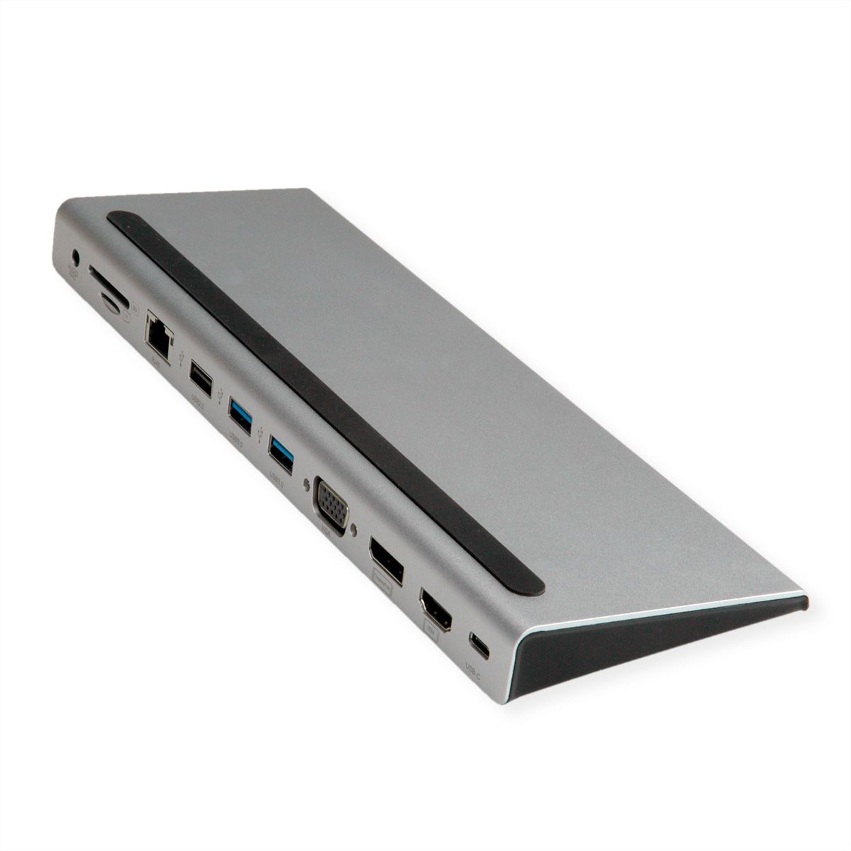 VALUE USB-C Multiport Docking Station, 4K HDMI/DP, VGA, USB, Kaartlezer, PD, LAN, Audio