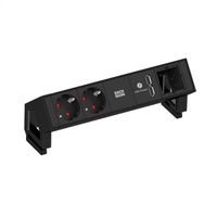 BACHMANN DESK2 2x earthing contact 1x USB charger 1x ABD, black