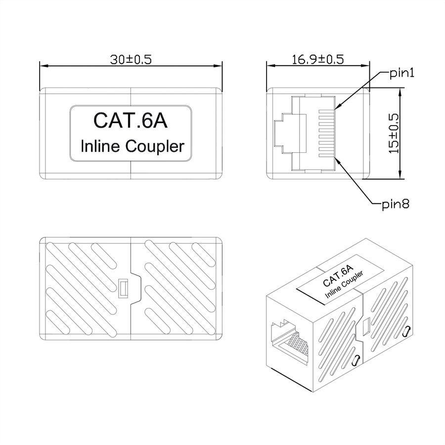 ROLINE RJ45 Koppelstuk, onafgeschermd, Cat.6A (Klasse EA), wit
