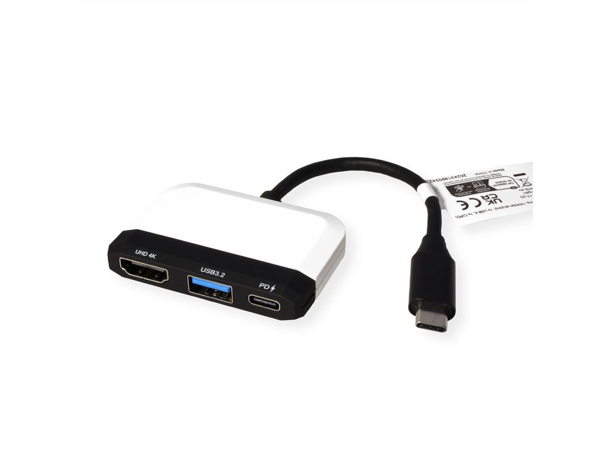VALUE Beeldschermadapter USB Typ C - HDMI, USB 3.2 Gen 1 Type A, Type C PD