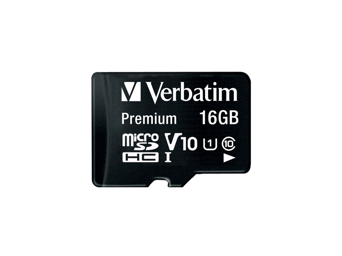 VERBATIM microSDHC Card 16GB Class 10 Retail