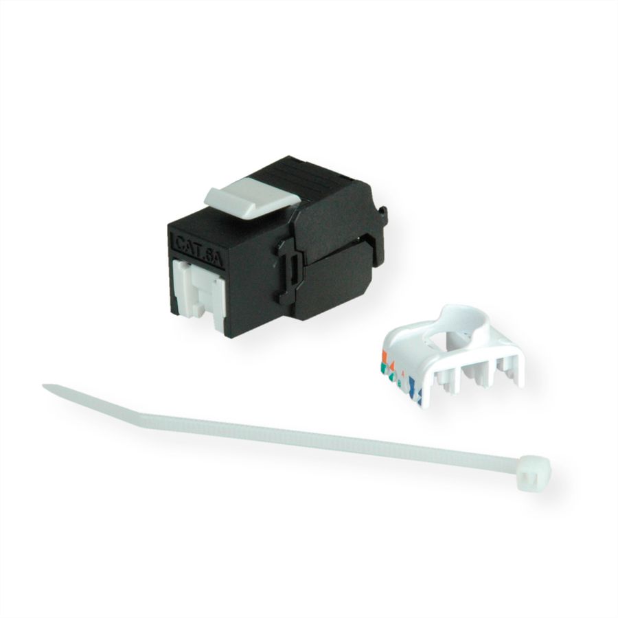 ROLINE Cat.6A (Class EA) Keystone, RJ-45, UTP, with shutter, Tool-free, black
