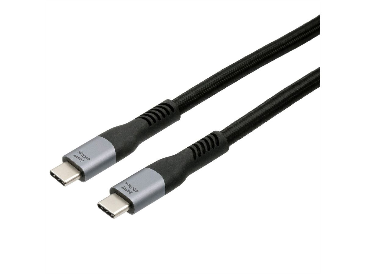 EXSYS EX-K1598-1.0 USB4 cable, USB-C - USB-C, 40 Gbit/s, 5A, 240W, black, 1 m