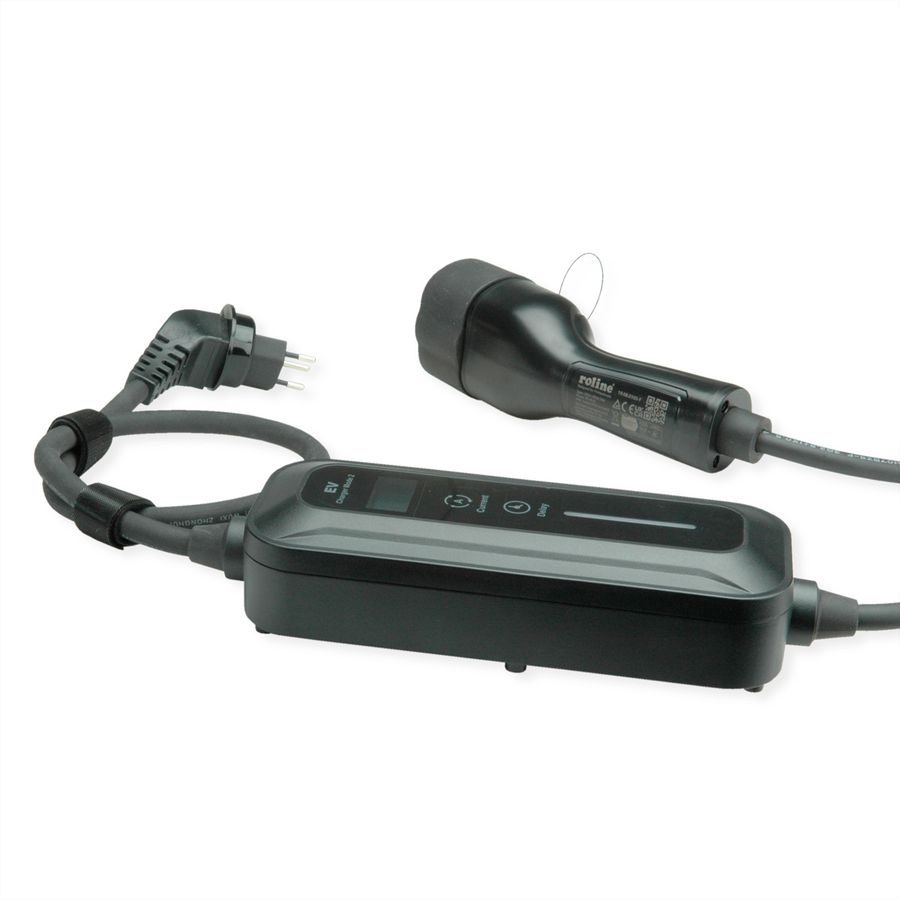 ROLINE Portable EV Charging Cable, Swiss Plug - Type 2, Mode 2, 10 A, 2.3 kW, 3 m