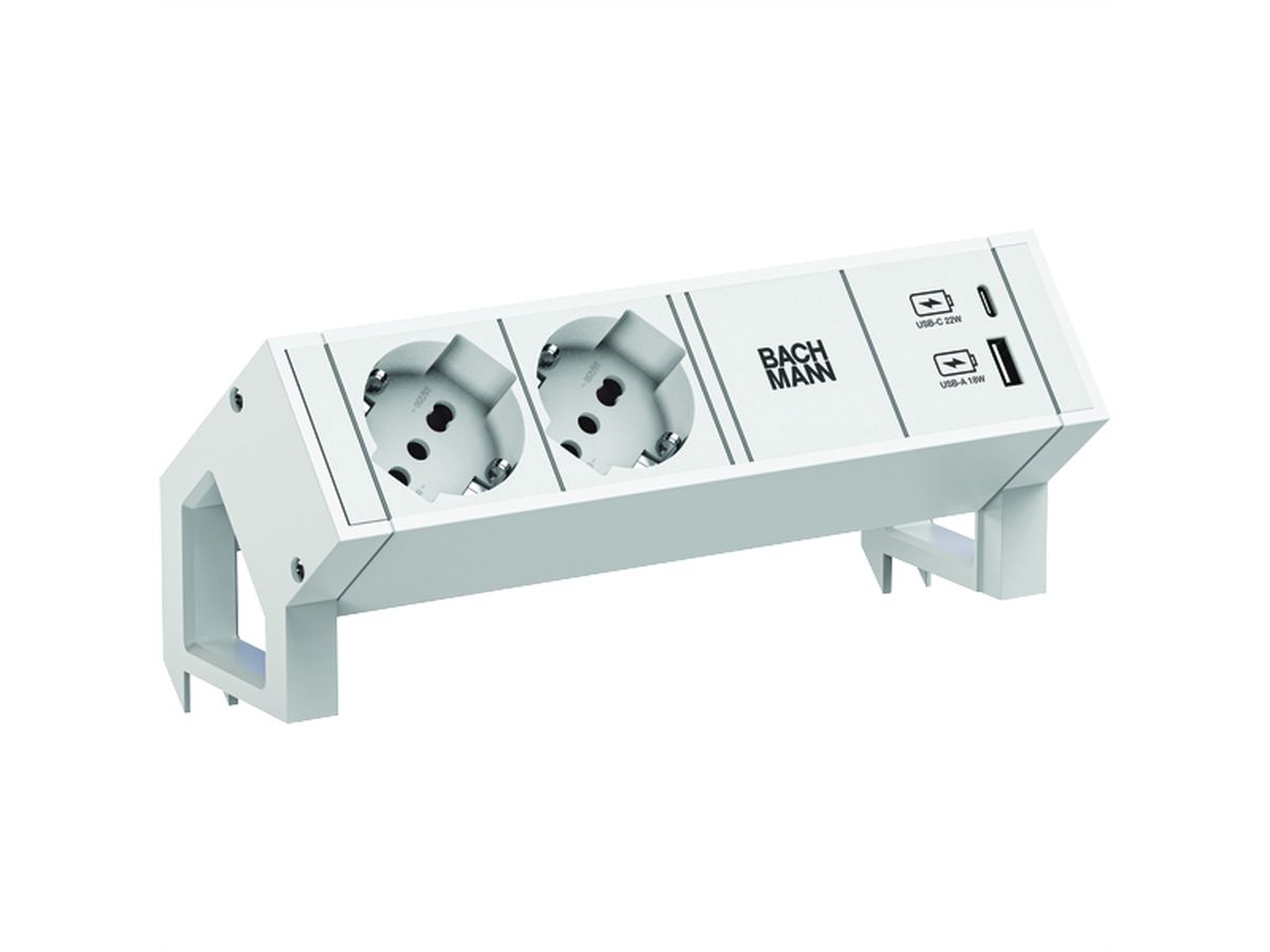 BACHMANN DESK2 2xP40 1xUSB A/C 22W 0,2m GST18 RAL9010