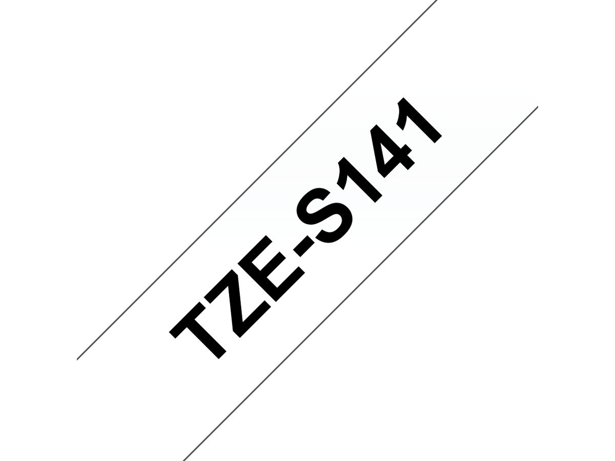 Brother Originele TZe-S141 sterk klevende label tapecassette - zwart op transparant, breedte 18 mm