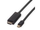 ROLINE Mini DisplayPort Cable, Mini DP-UHDTV, M/M, zwart, 1 m