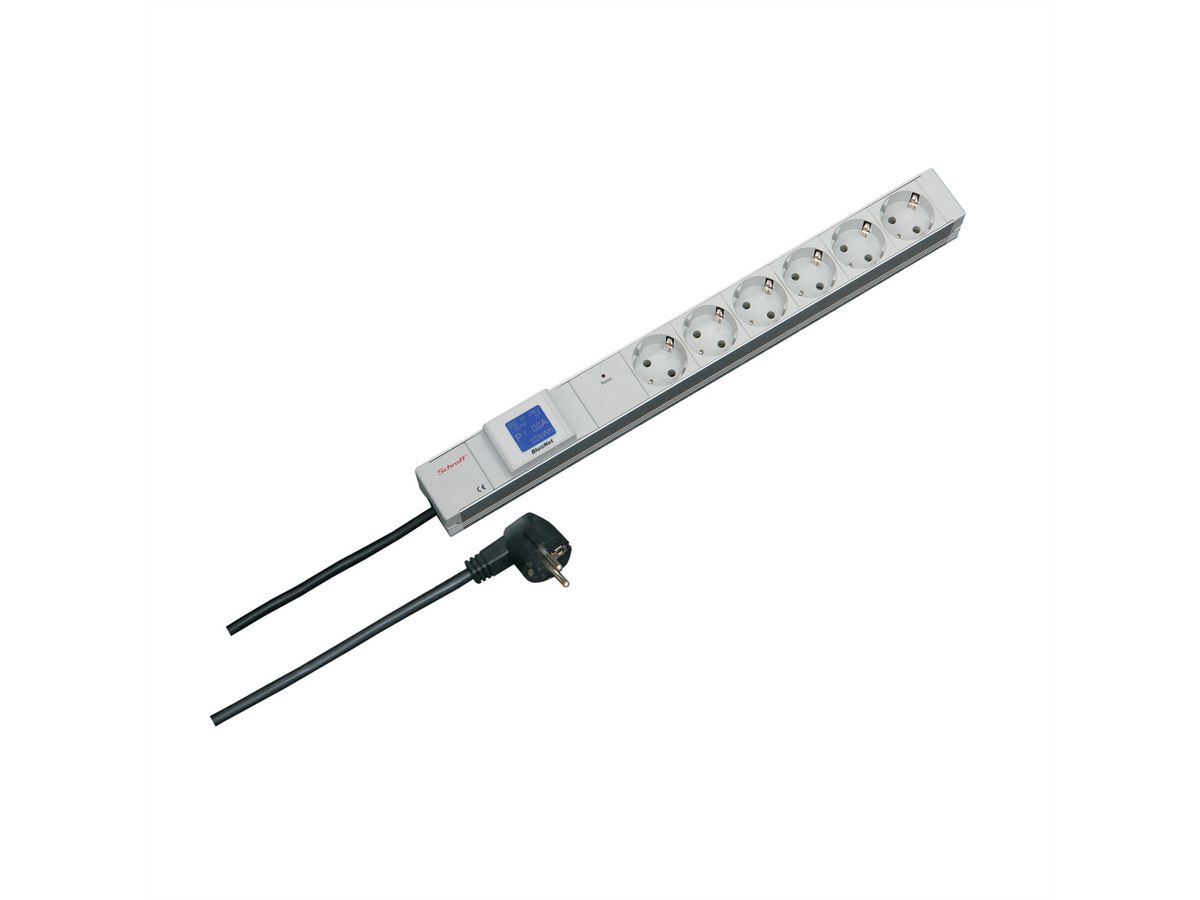 SCHROFF contactdoosstrook, SCHUKO/UTE, lokale aanduiding, 6 x SCHUKO/UTE stopcontacten