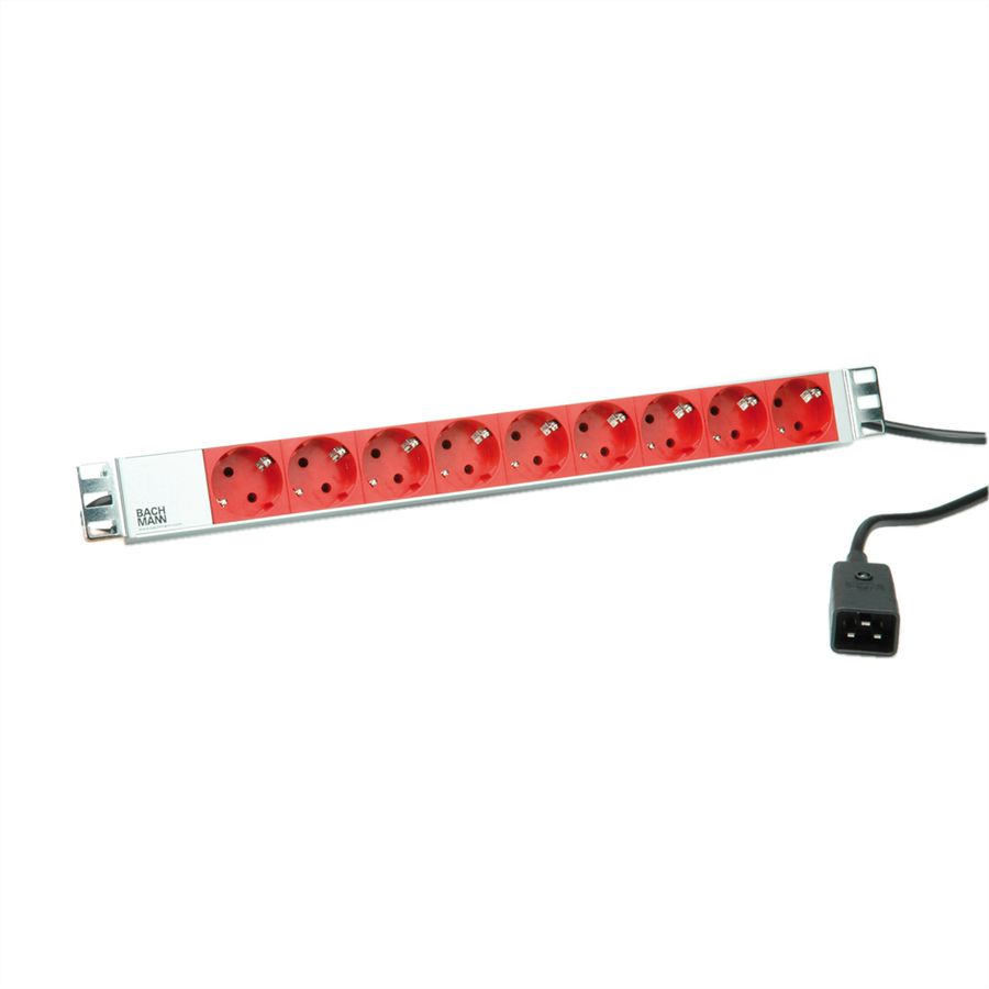 BACHMANN Stekkerdoos 19" 9x geaard C20 stekker, zilver