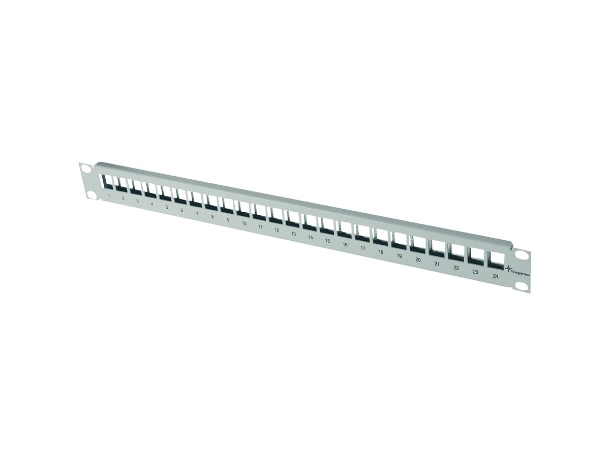 TELEGÄRTNER 19" Frontplate 1 HU without cable strain relief, 24x uneqp w/CSR gr AMJ/UMJ