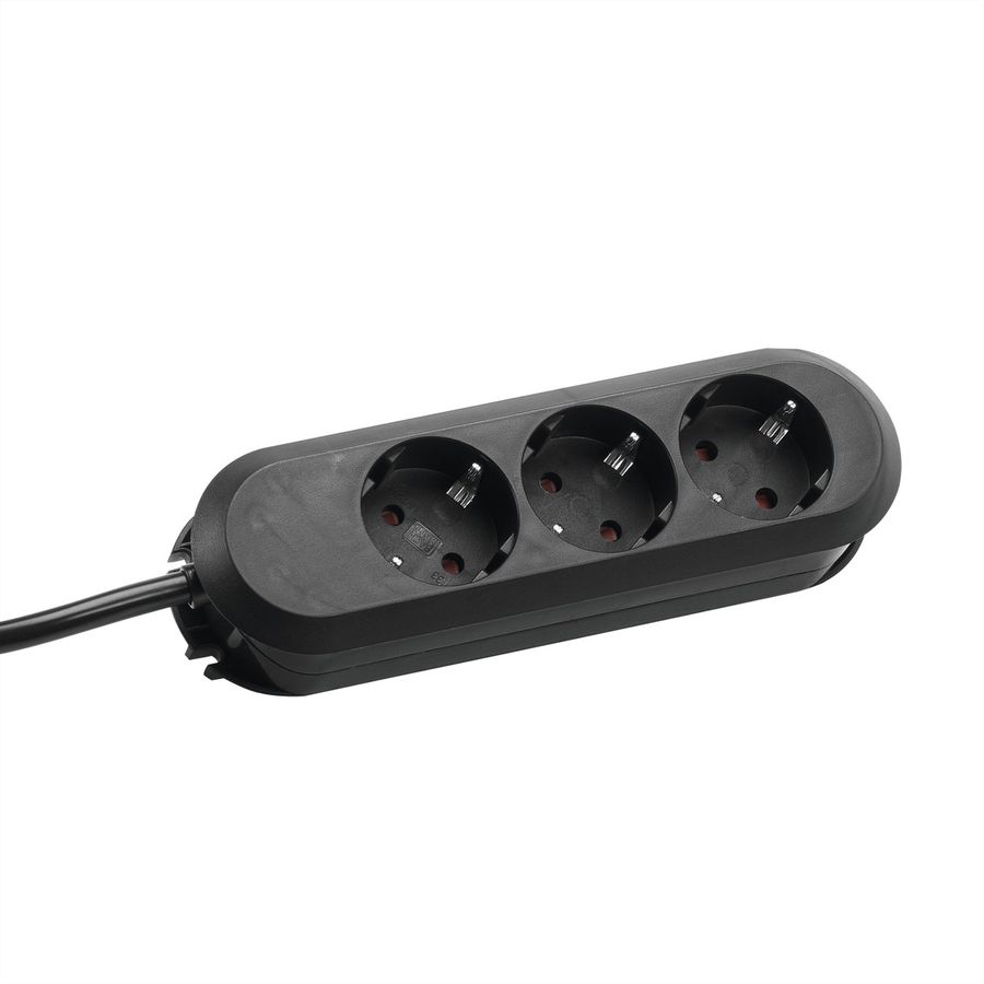 BACHMANN SMART socket strip 3x earthing contact, screwed, black, 5 m