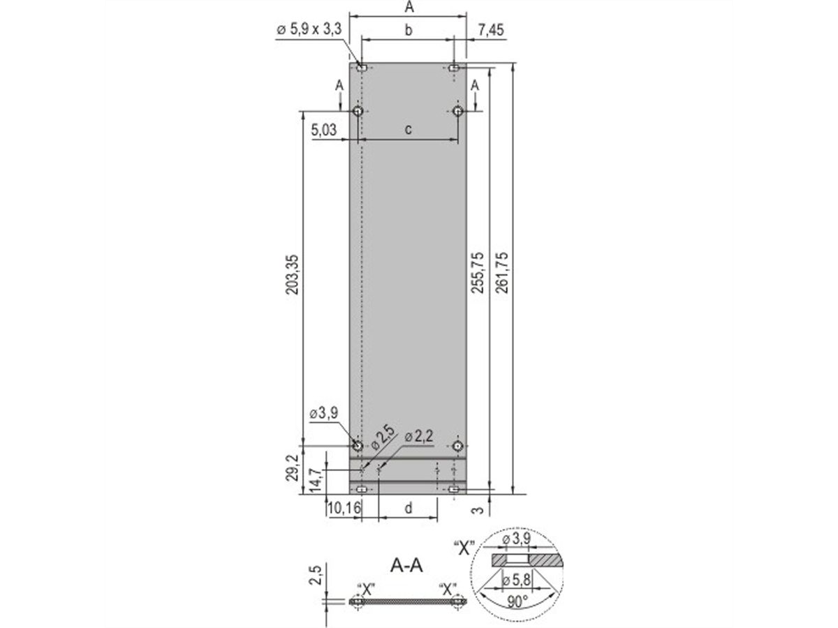 SCHROFF Frame Type Plug-In Unit Front Panel, Unshielded, 6 U, 8 HP, 2.5 mm, Al, Front Anodized, Rear Conductive