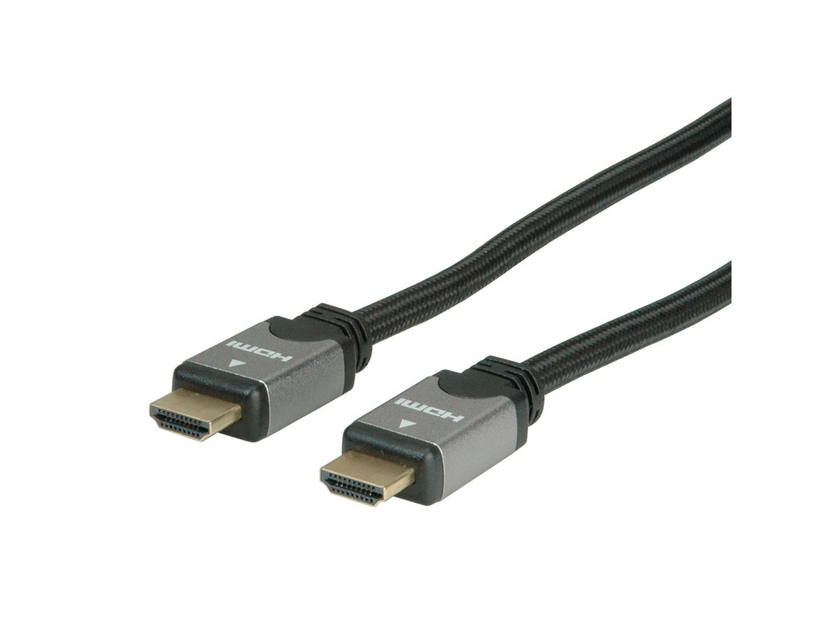 ROLINE HDMI HighSpeed kabel met Ethernet, M/M, zwart / zilver, 1 m
