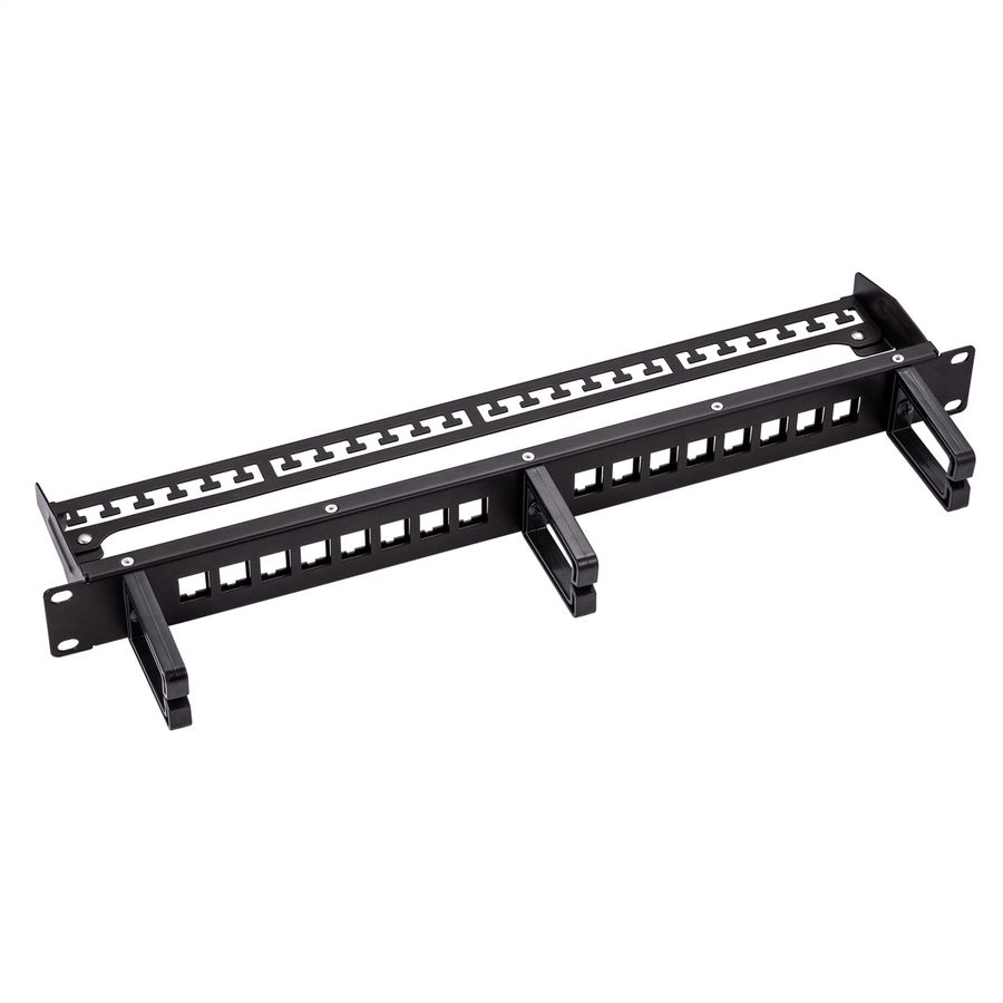 ROLINE 19" keystone patchpaneel, 16P, afgeschermd, zwart
