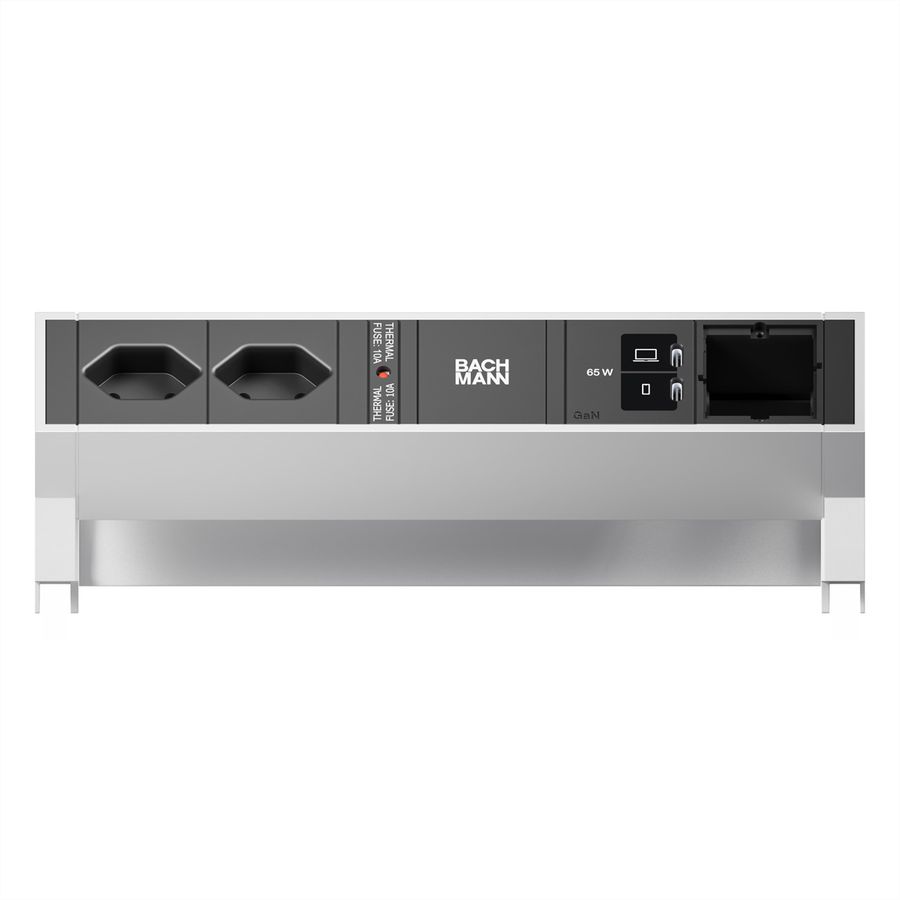 BACHMANN DESK2 2xCH 90° 1xUSB C/C 65W, 1xCM L=0.2m INOX