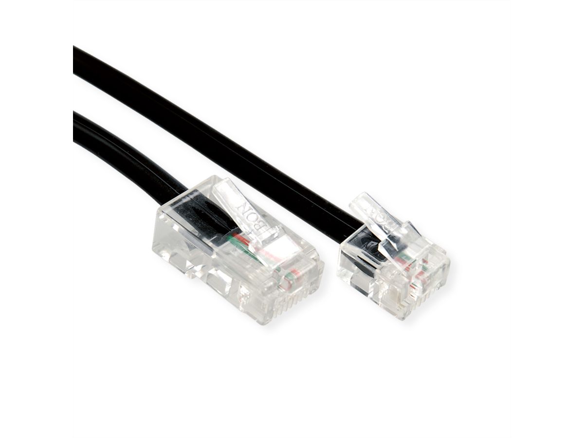 Telefoonkabel RJ11 (6P2C) - RJ45 (8P2C), zwart, 1 m