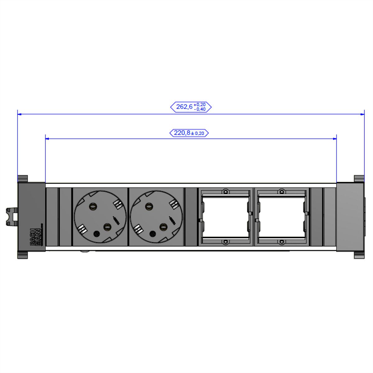 BACHMANN CONFERENCE TOP FRAME Medium inzetstuk 2x geaard stopcontact 2x ABD