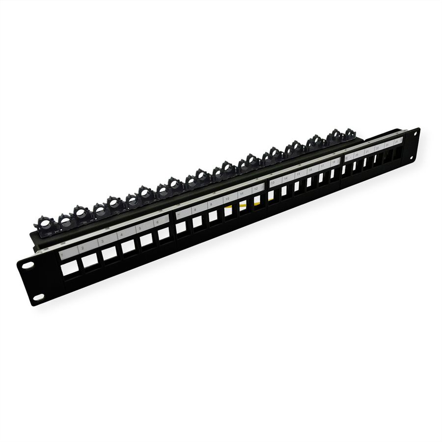 ROLINE 19" keystone module rack, leeg, 24P. afgeschermd , Clip bevestiging, zwart