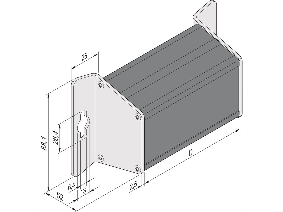 SCHROFF Minipac Trapezoid Shape Case, Wall Mount