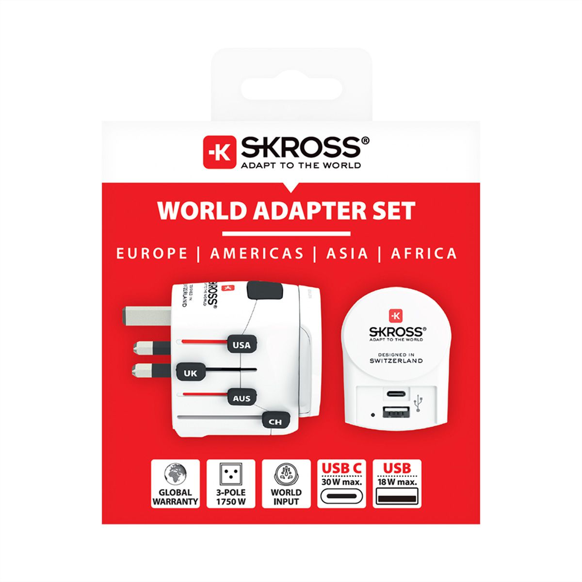 Skross PRO AC30PD White Retail World Reiseadapter, Weltweit