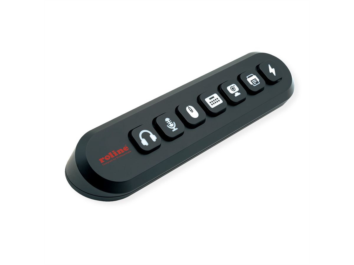 ROLINE USB 3.2 Gen 1 Hub, 7 Ports, USB Type A Connection Cable, with Power Supply, Swappable Buttons