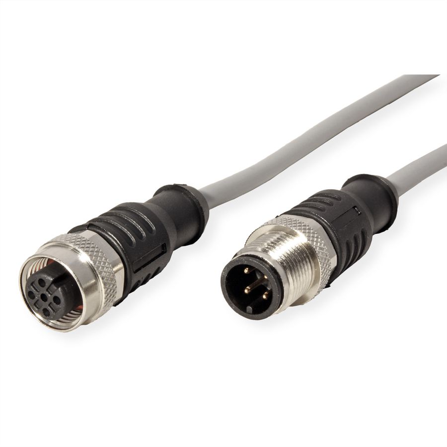 METZ CONNECT M12 Sensor-/Aktorleitung, A-kodiert, M12 Stecker gerade - M12 Buchse gerade, grau, 10 m