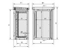 SCHROFF buitendeurkast met enkele deur, 1100H 20 HE, 700W 500D