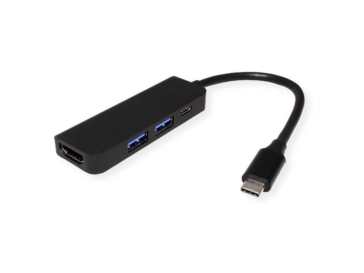 VALUE USB Type C dockingstation, HDMI 4K, 2x USB Type A + Type C PD