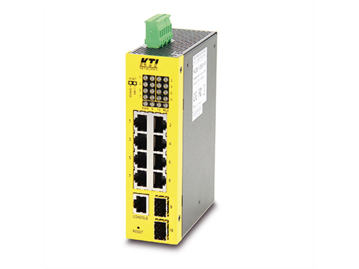 KTI KGS-1060-HP 10-Poorts Gigabit PoE Industrie Switch