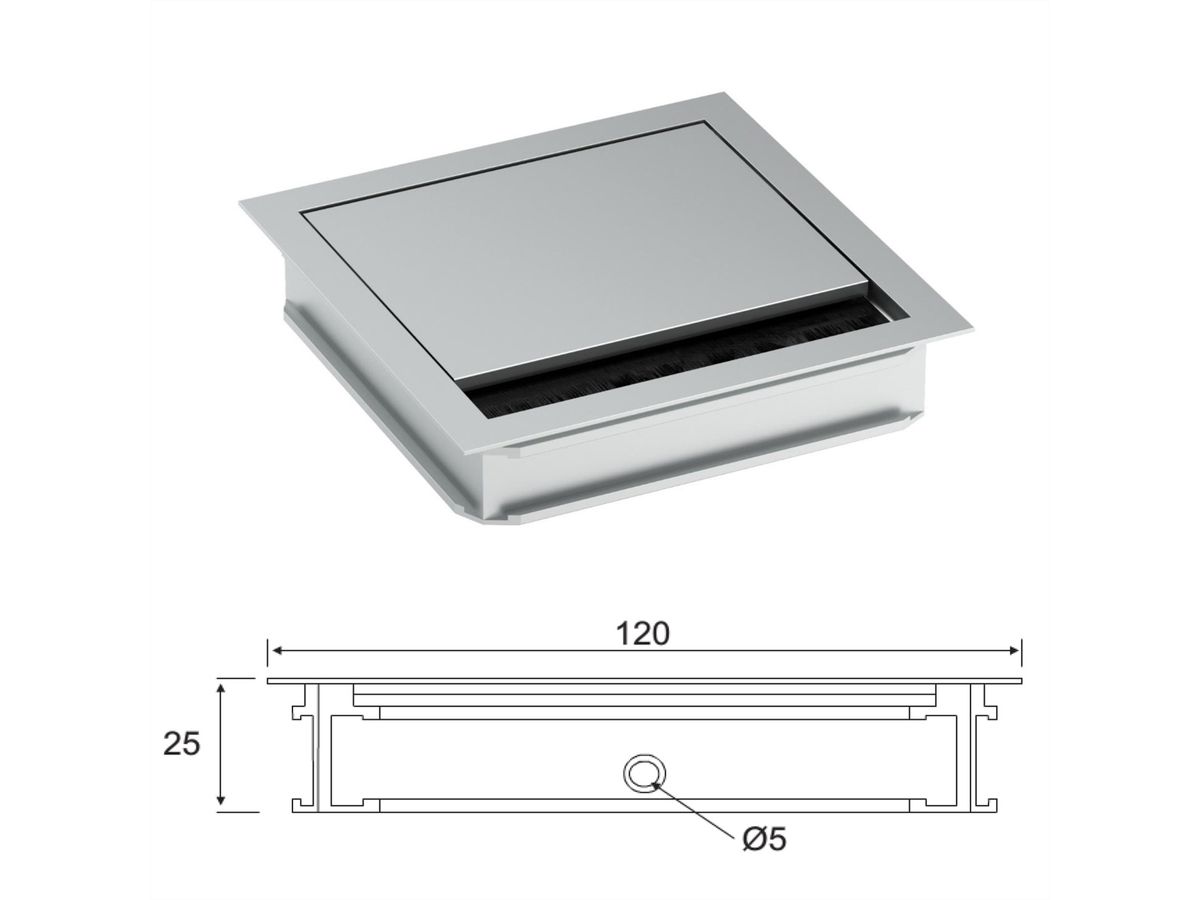 BACHMANN LOOP SQUARE cable entry, 120mm, Aluminium