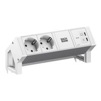 BACHMANN DESK2 ALU WHITE 2xCEE7/3, 1xUSB C/C 65W L=0.2m RAL9010