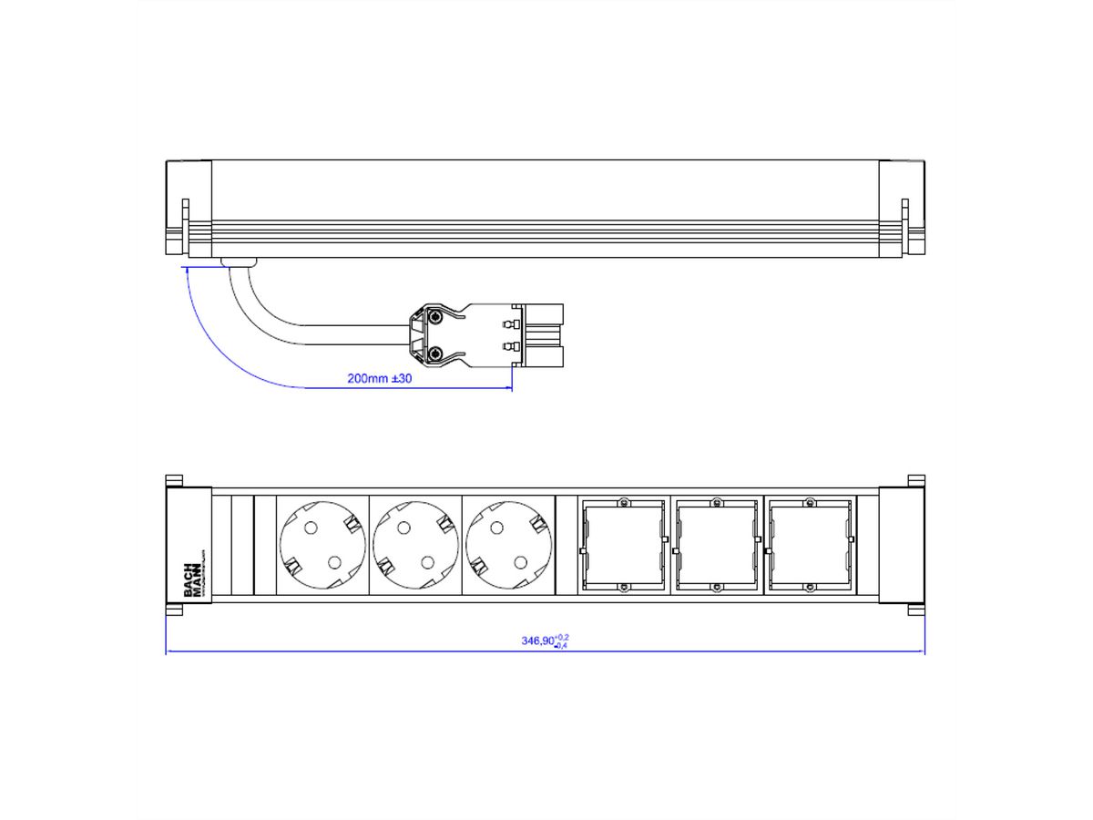 BACHMANN POWER FRAME Groot 3x geaard stopcontact 3x ABD