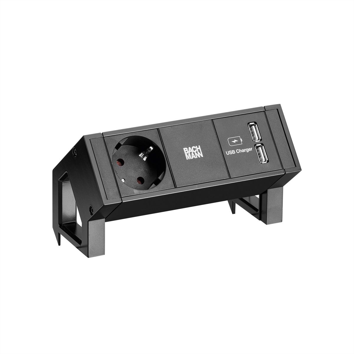 BACHMANN DESK2 1x earthing contact 1x USB charger, black