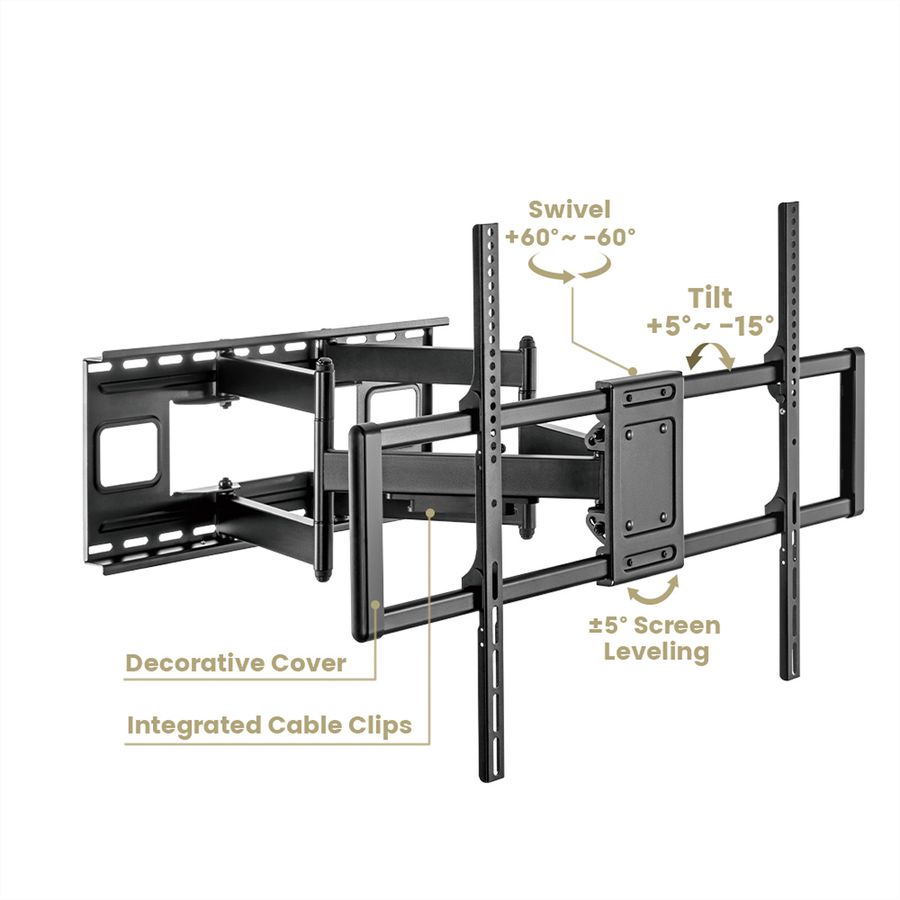VALUE Solid Articulating Wall Mount TV Holder, < 120kg, < 304.8cm (60" - 120")