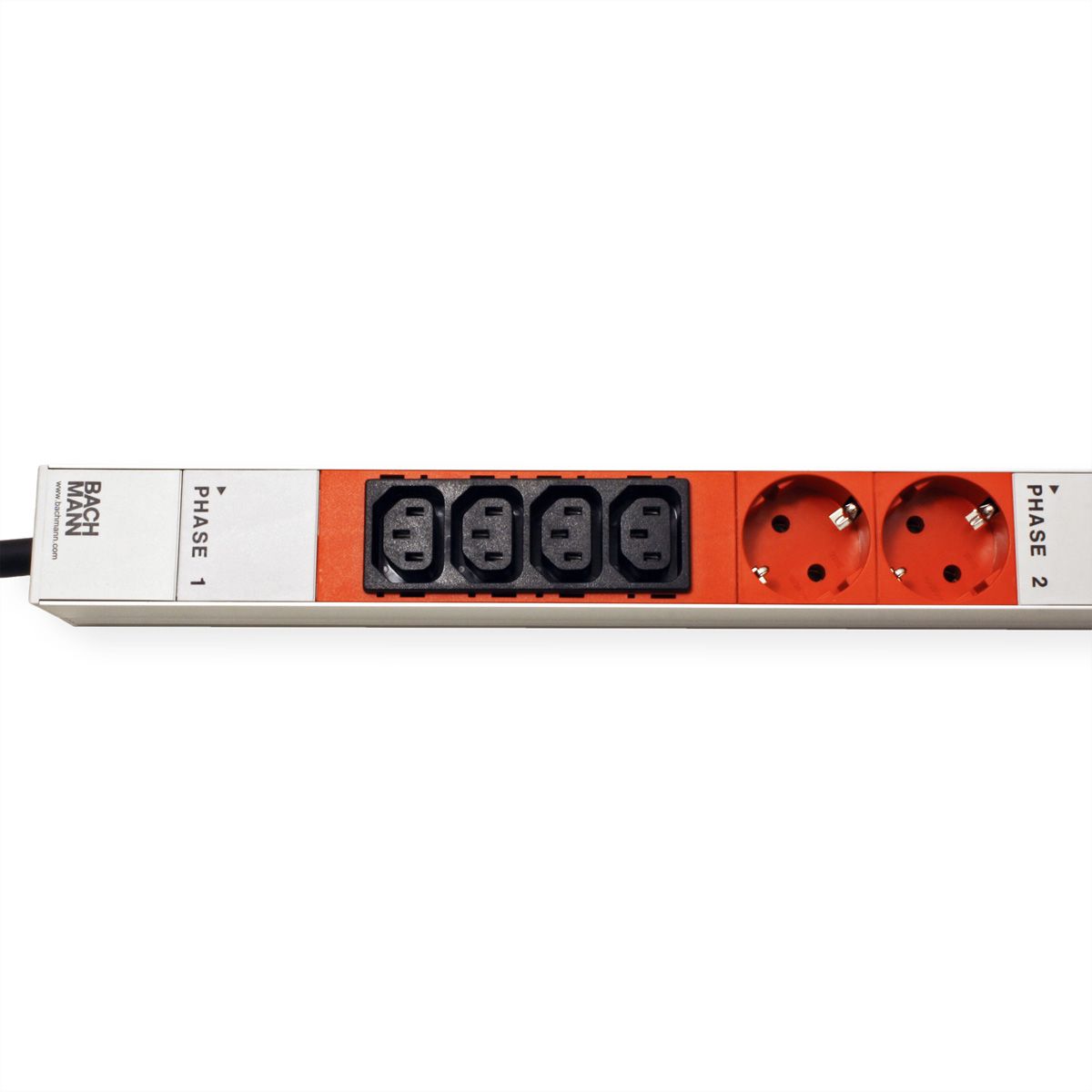 BACHMANN IT PDU ALU 0U 12x C13 6x earthing contact 3x 16A CEE red