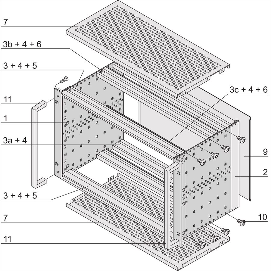 SCHROFF EuropacPRO 19" Subrack Kit for Backplane, Heavy, Shielded, Front Handle, 6 U, 235 mm