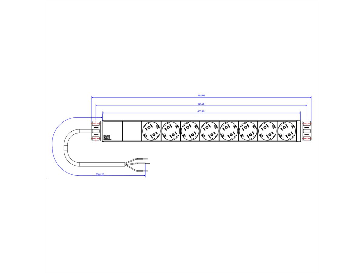 BACHMANN 19" 1U 8xCEE7/3 met testsnoer