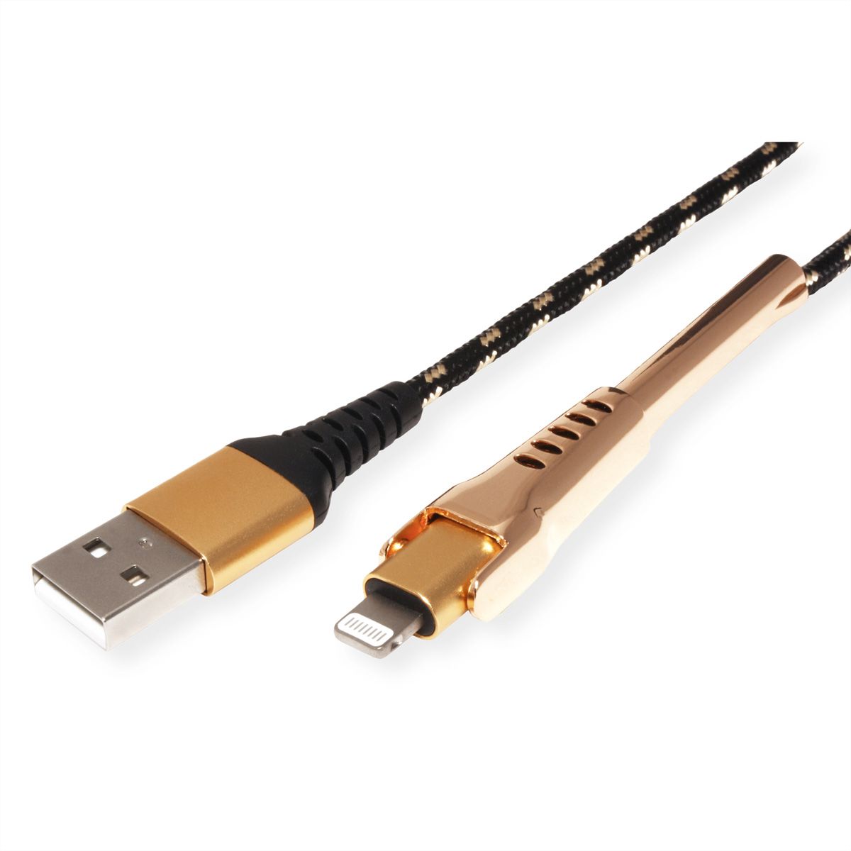ROLINE GOLD 8pin to USB Cable for iPhone, iPod, iPad, with Smartphone support function, 1 m
