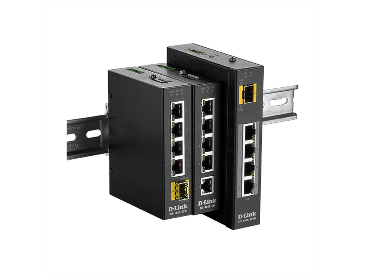 D-Link DIS-100G-5PSW 5-poorts SwitchLayer2 Gigabit PoE industrieel